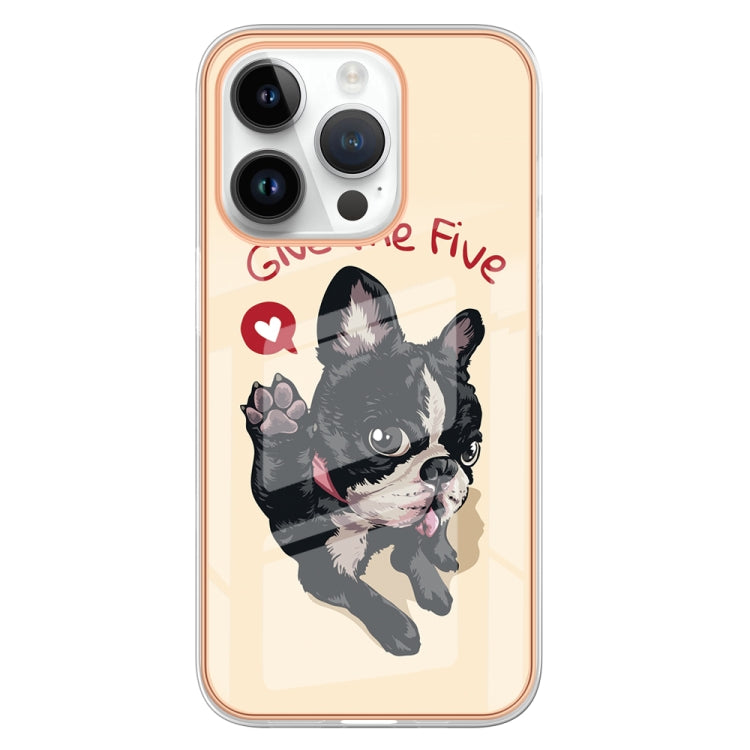 For iPhone 15 Pro Electroplating Marble Dual-side IMD Phone Case(Lucky Dog) - HoMEdemic™ 