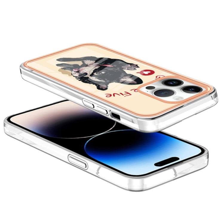 For iPhone 15 Pro Electroplating Marble Dual-side IMD Phone Case(Lucky Dog) - HoMEdemic™ 