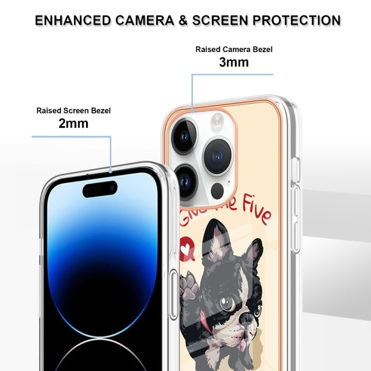 For iPhone 15 Pro Electroplating Marble Dual-side IMD Phone Case(Lucky Dog) - HoMEdemic™ 