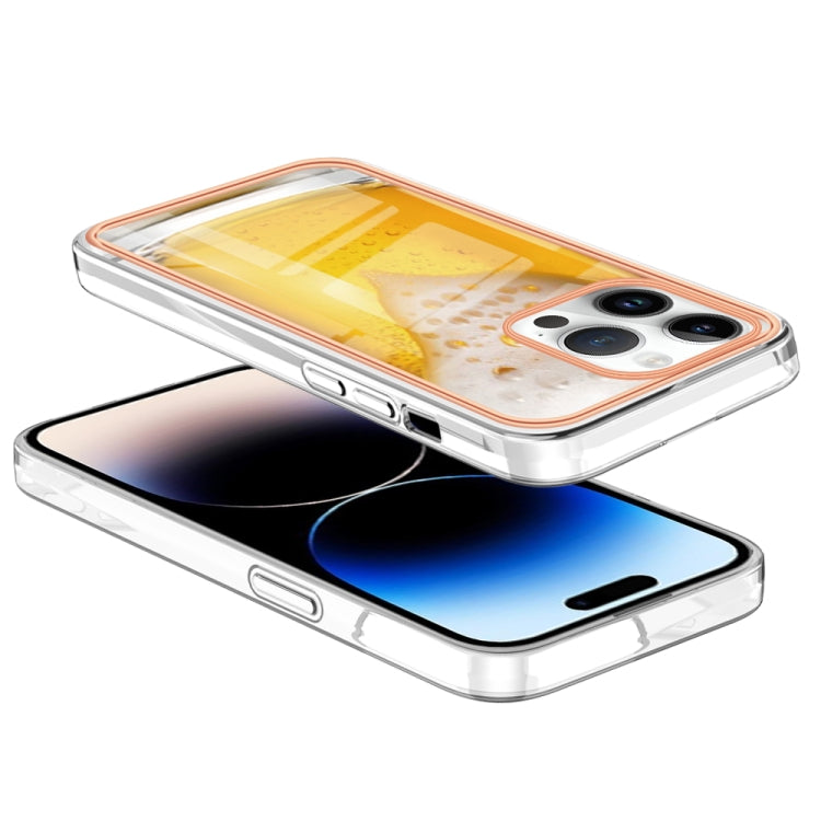 For iPhone 15 Pro Electroplating Marble Dual-side IMD Phone Case(Draft Beer) - HoMEdemic™ 