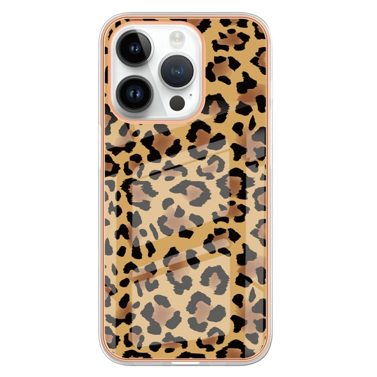 For iPhone 15 Pro Max Electroplating Marble Dual-side IMD Phone Case(Leopard Print) - HoMEdemic™ 