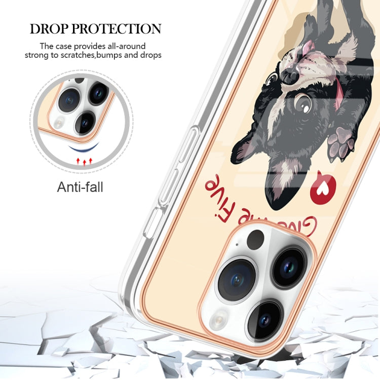 For iPhone 15 Pro Max Electroplating Marble Dual-side IMD Phone Case(Lucky Dog) - HoMEdemic™ 