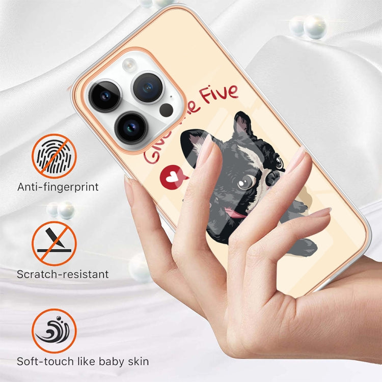 For iPhone 15 Pro Max Electroplating Marble Dual-side IMD Phone Case(Lucky Dog) - HoMEdemic™ 