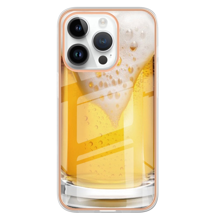 For iPhone 15 Pro Max Electroplating Marble Dual-side IMD Phone Case(Draft Beer) - HoMEdemic™ 