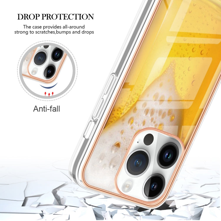 For iPhone 15 Pro Max Electroplating Marble Dual-side IMD Phone Case(Draft Beer) - HoMEdemic™ 