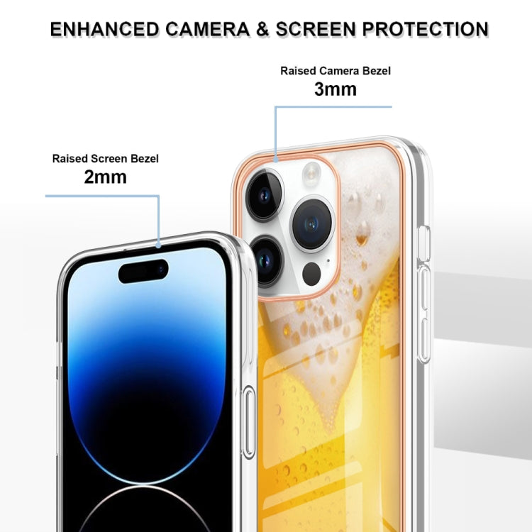 For iPhone 15 Pro Max Electroplating Marble Dual-side IMD Phone Case(Draft Beer) - HoMEdemic™ 