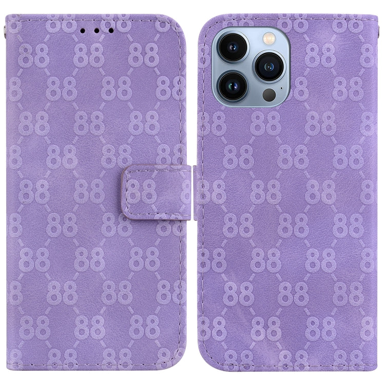 For iPhone 15 Pro Max Double 8-shaped Embossed Leather Phone Case(Purple) - HoMEdemic™ 
