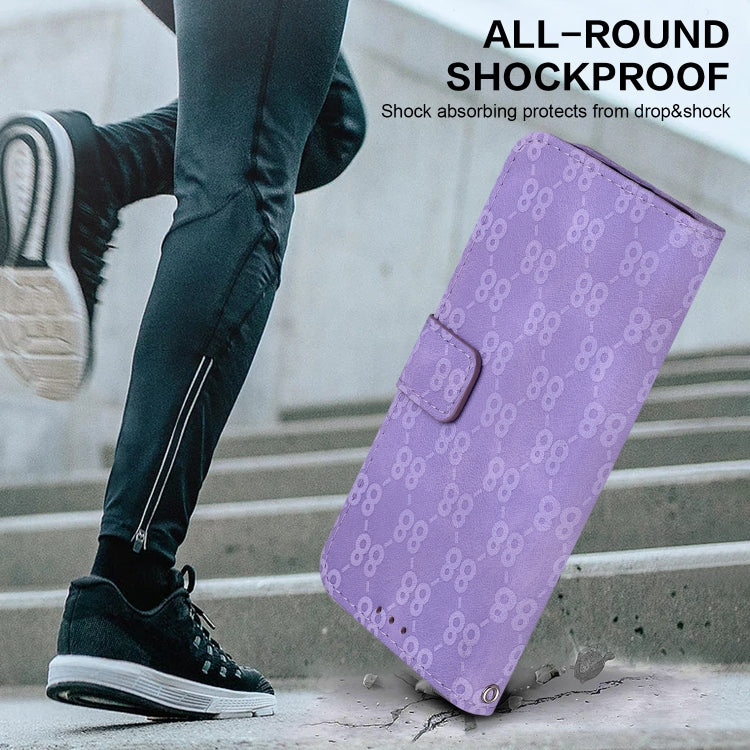 For iPhone 15 Pro Max Double 8-shaped Embossed Leather Phone Case(Purple) - HoMEdemic™ 