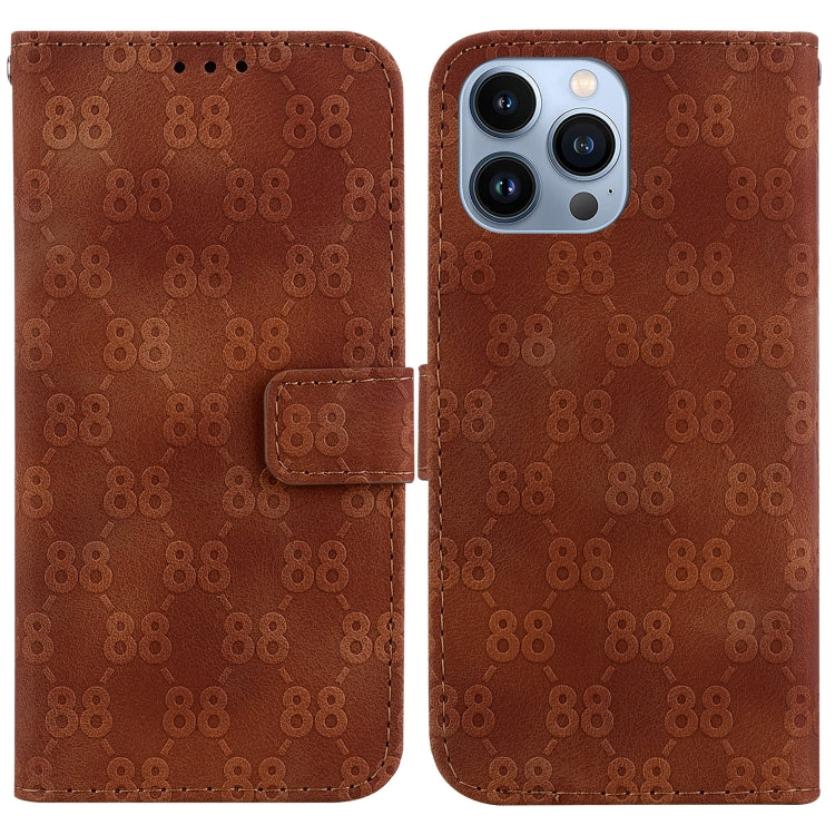 For iPhone 15 Pro Max Double 8-shaped Embossed Leather Phone Case(Brown) - HoMEdemic™ 
