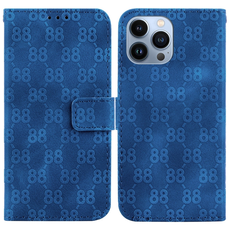 For iPhone 15 Pro Max Double 8-shaped Embossed Leather Phone Case(Blue) - HoMEdemic™ 