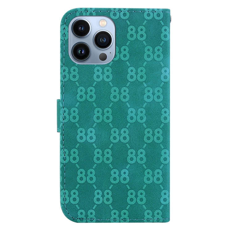 For iPhone 15 Pro Double 8-shaped Embossed Leather Phone Case(Green) - HoMEdemic™ 
