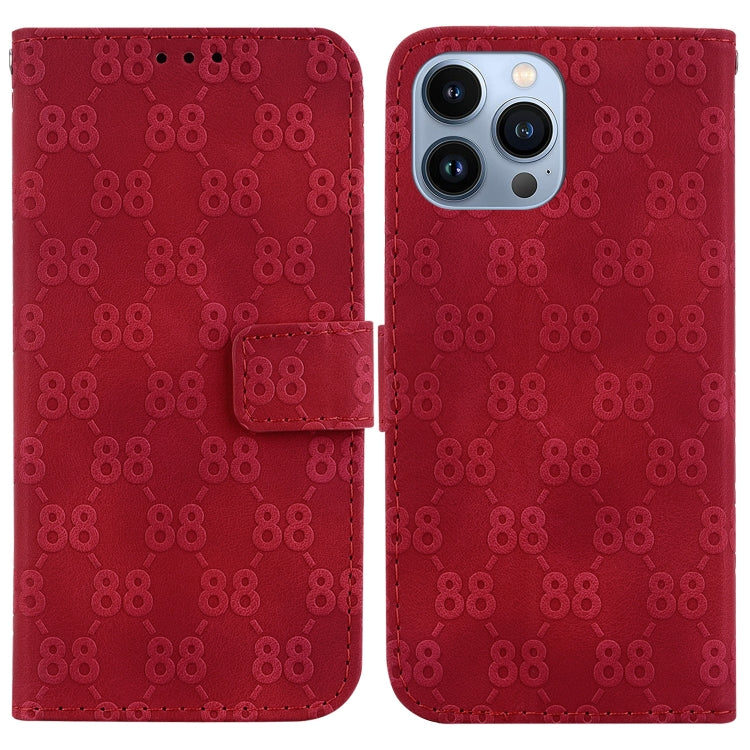 For iPhone 15 Pro Double 8-shaped Embossed Leather Phone Case(Red) - HoMEdemic™ 