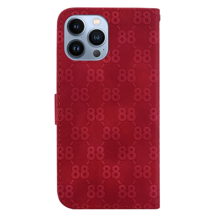 For iPhone 15 Pro Double 8-shaped Embossed Leather Phone Case(Red) - HoMEdemic™ 