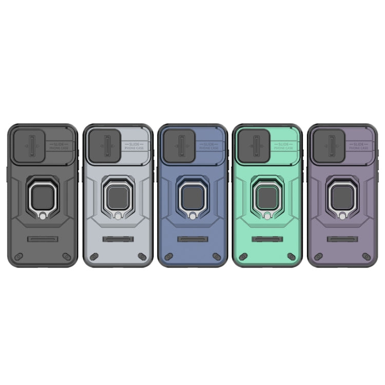 For iPhone 15 Pro Max Sliding Camshield TPU + PC Shockproof Phone Case with Holder(Blue) - HoMEdemic™ 
