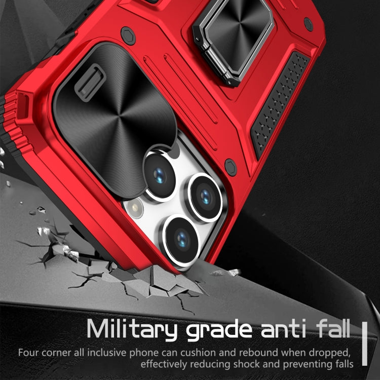 For iPhone 15 Pro Camshield Robot TPU Hybrid PC Phone Case(Red) - HoMEdemic™ 