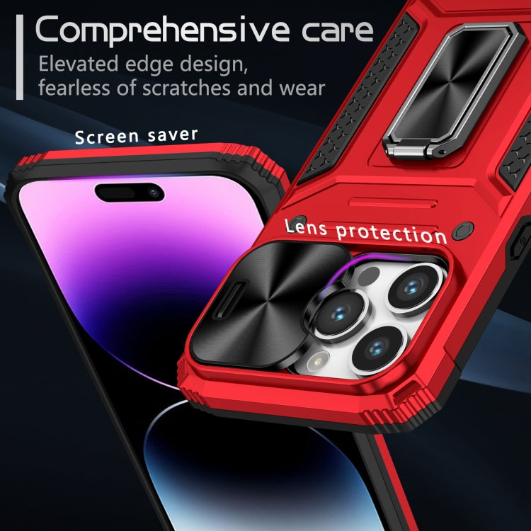 For iPhone 15 Pro Camshield Robot TPU Hybrid PC Phone Case(Red) - HoMEdemic™ 