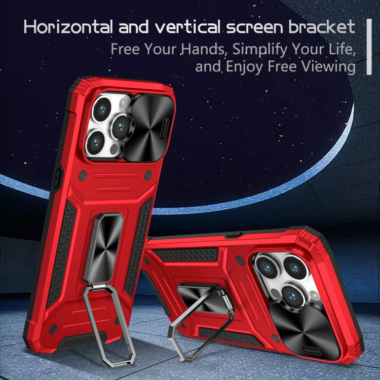 For iPhone 15 Pro Camshield Robot TPU Hybrid PC Phone Case(Red) - HoMEdemic™ 