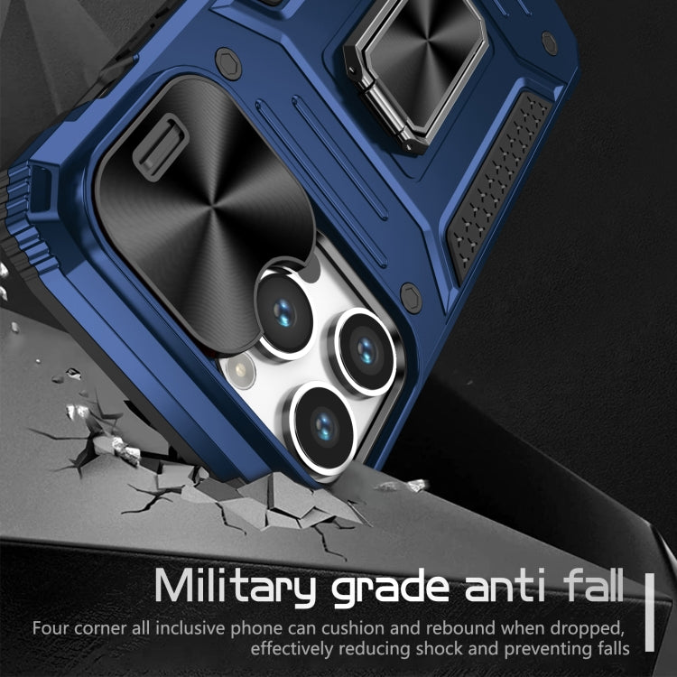 For iPhone 15 Pro Camshield Robot TPU Hybrid PC Phone Case(Blue) - HoMEdemic™ 