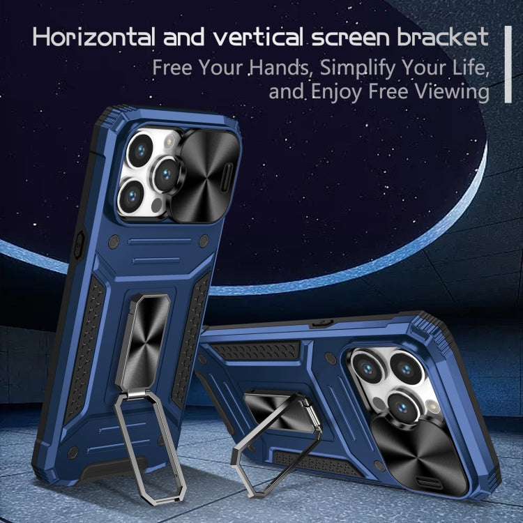 For iPhone 15 Pro Camshield Robot TPU Hybrid PC Phone Case(Blue) - HoMEdemic™ 