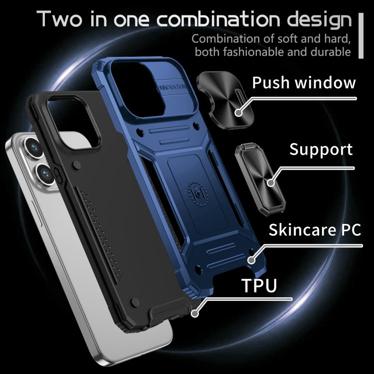For iPhone 15 Pro Camshield Robot TPU Hybrid PC Phone Case(Blue) - HoMEdemic™ 