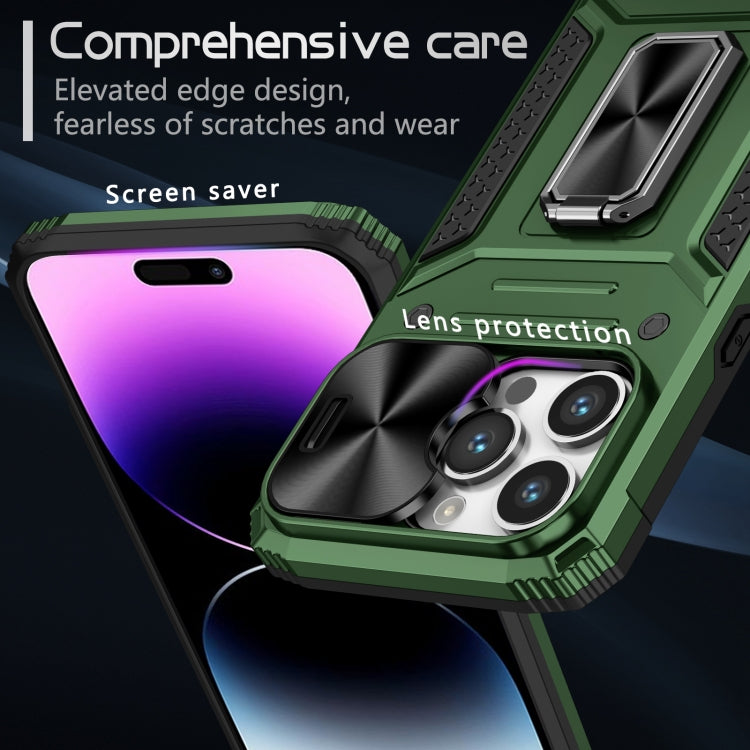 For iPhone 15 Pro Camshield Robot TPU Hybrid PC Phone Case(Green) - HoMEdemic™ 