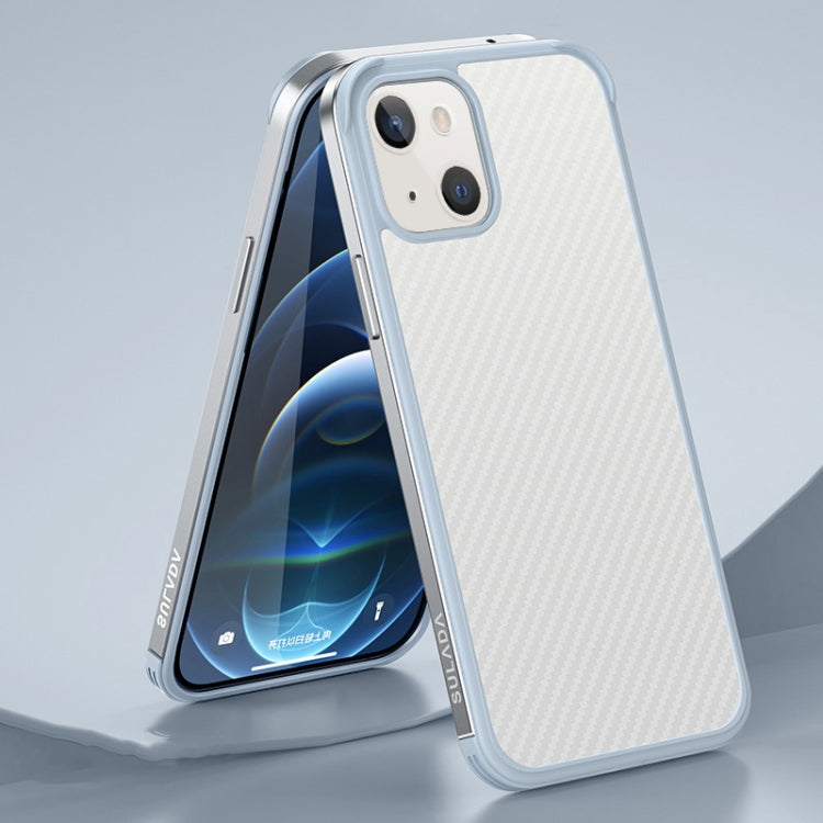For iPhone 13 mini SULADA Luxury 3D Carbon Fiber Textured Metal + TPU Frame Phone Case(Silver) - HoMEdemic™ 