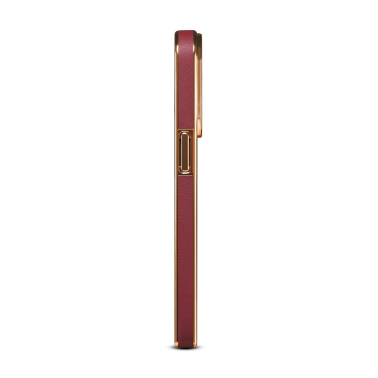 For iPhone 13 Denior Cowhide Leather Plating Phone Case(Red) - HoMEdemic™ 