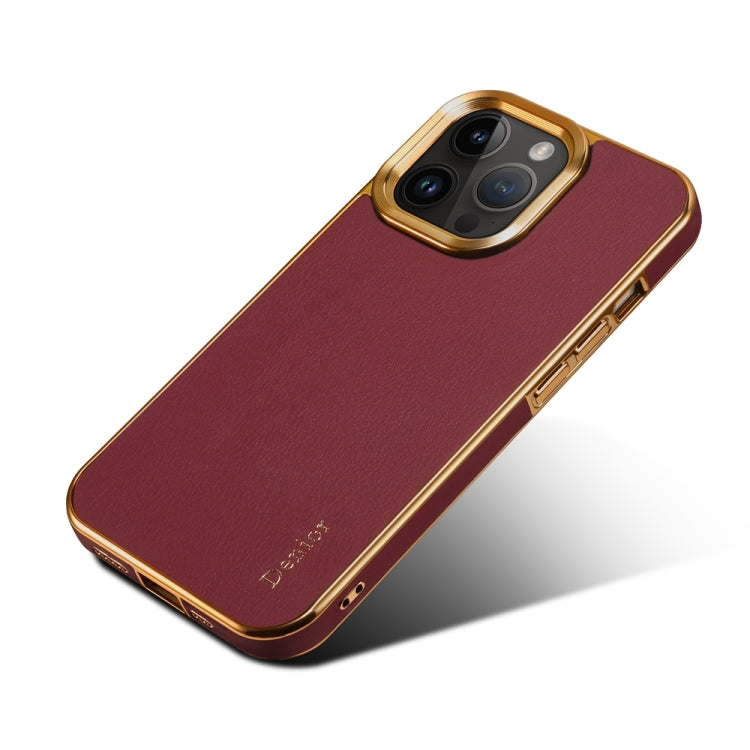 For iPhone 13 Denior Cowhide Leather Plating Phone Case(Red) - HoMEdemic™ 