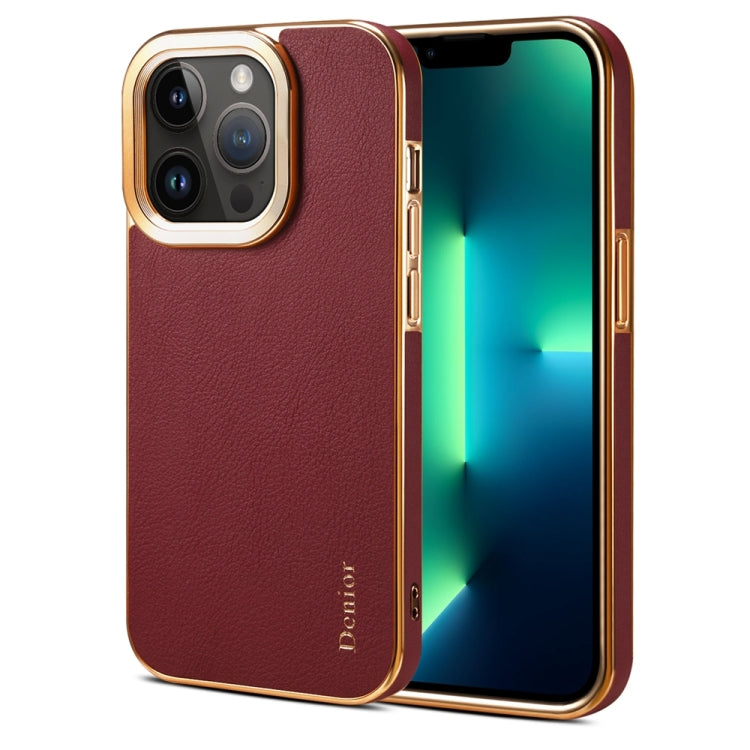 For iPhone 13 Pro Denior Cowhide Leather Plating Phone Case(Red) - HoMEdemic™ 