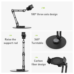 R-JUST HZ42 Clip Type Disc Rotating Phone Desktop Stand(Black) - HoMEdemic™ 