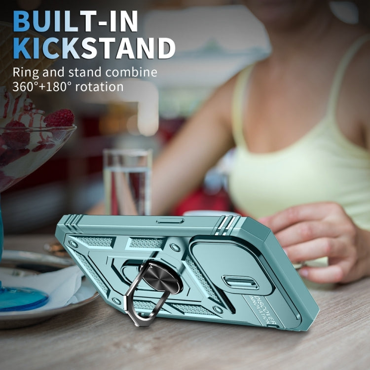 For iPhone 15 Pro Max Sliding Camshield Holder Phone Case(Green) - HoMEdemic™ 