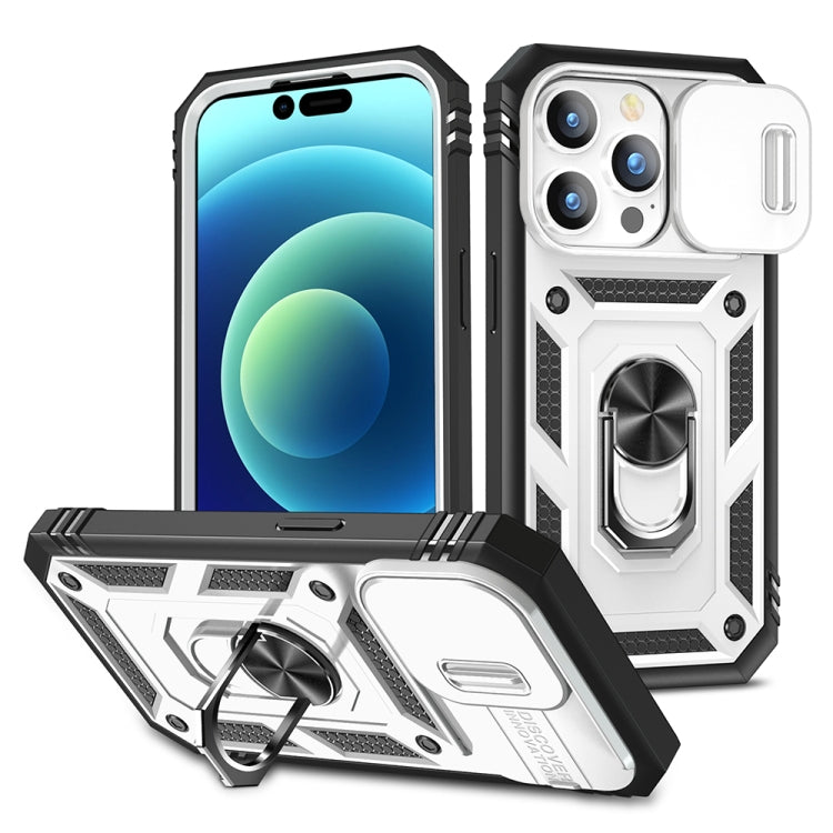 For iPhone 15 Pro Sliding Camshield Holder Phone Case(White+Black) - HoMEdemic™ 