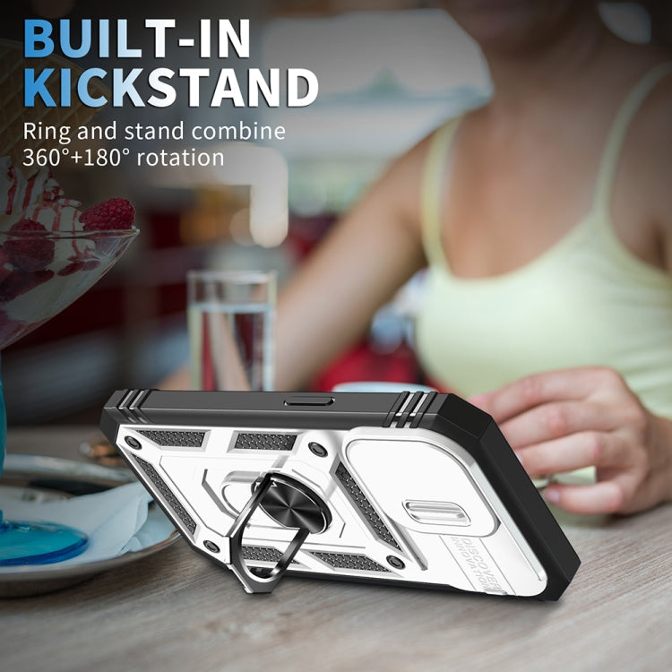 For iPhone 15 Pro Sliding Camshield Holder Phone Case(White+Black) - HoMEdemic™ 