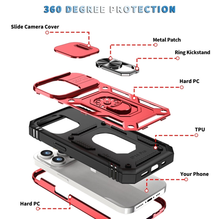 For iPhone 15 Pro Sliding Camshield Holder Phone Case(Red+Black) - HoMEdemic™ 