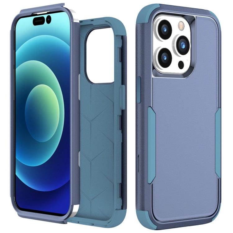 For iPhone 15 Pro Commuter Shockproof TPU + PC Phone Case(Royal Blue+Grey Green) - HoMEdemic™ 