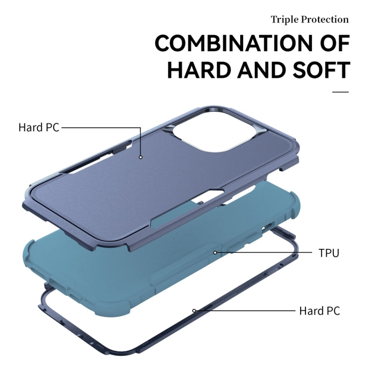 For iPhone 15 Pro Commuter Shockproof TPU + PC Phone Case(Royal Blue+Grey Green) - HoMEdemic™ 