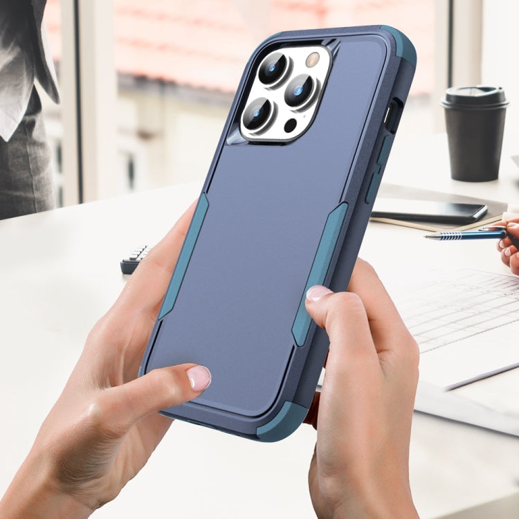 For iPhone 15 Pro Commuter Shockproof TPU + PC Phone Case(Royal Blue+Grey Green) - HoMEdemic™ 