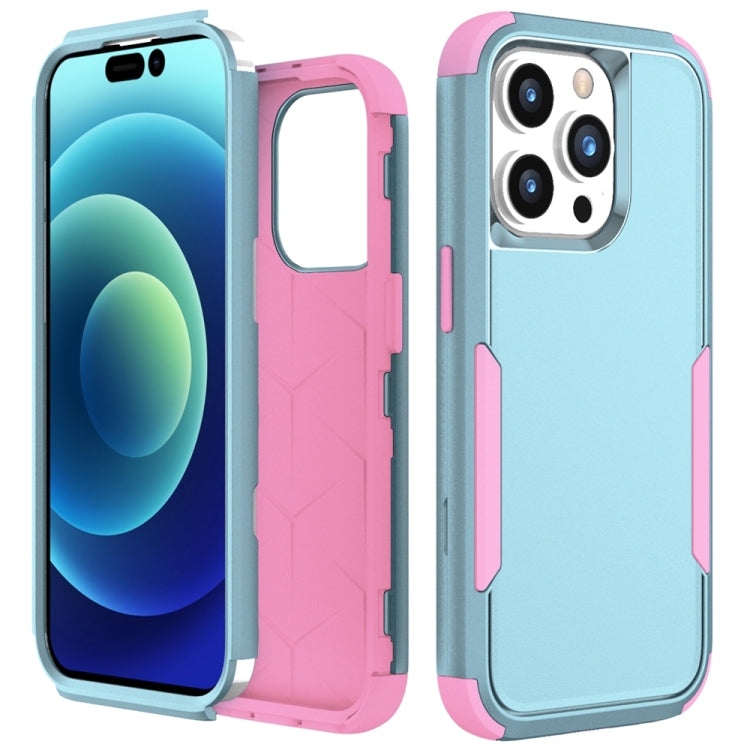 For iPhone 15 Pro Commuter Shockproof TPU + PC Phone Case(Grey Green+Pink) - HoMEdemic™ 