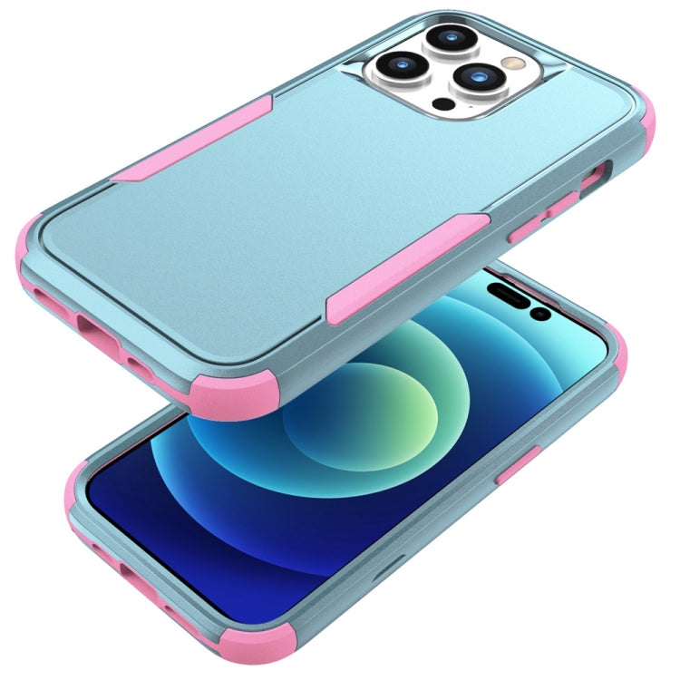 For iPhone 15 Pro Commuter Shockproof TPU + PC Phone Case(Grey Green+Pink) - HoMEdemic™ 