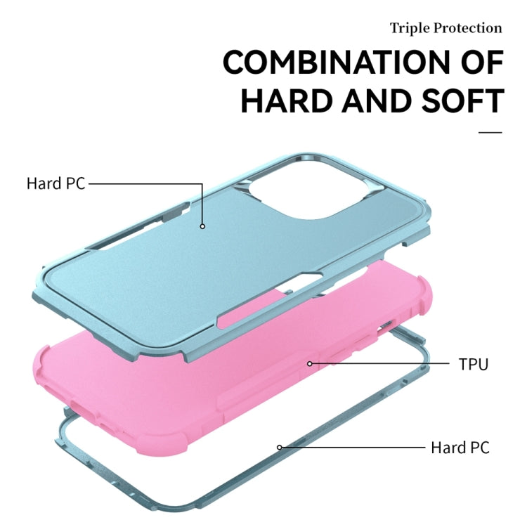 For iPhone 15 Pro Commuter Shockproof TPU + PC Phone Case(Grey Green+Pink) - HoMEdemic™ 
