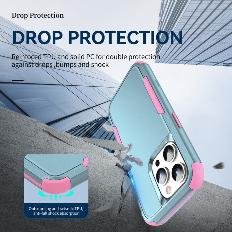 For iPhone 15 Pro Commuter Shockproof TPU + PC Phone Case(Grey Green+Pink) - HoMEdemic™ 