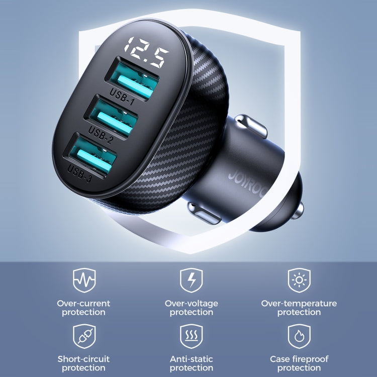 JOYROOM JR-CCD03 3.4A 3 x USB Ports Digital Display Car Charger(Black) - HoMEdemic™ 