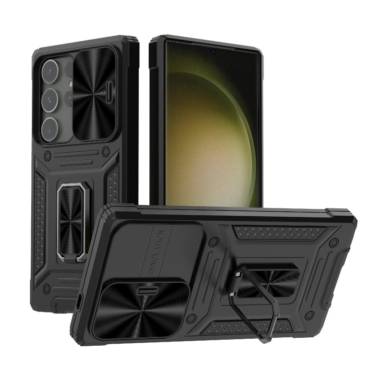 For Samsung Galaxy S24 Ultra 5G Camshield Robot TPU Hybrid PC Phone Case(Black) - HoMEdemic™ 