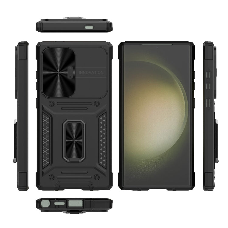 For Samsung Galaxy S24 Ultra 5G Camshield Robot TPU Hybrid PC Phone Case(Black) - HoMEdemic™ 