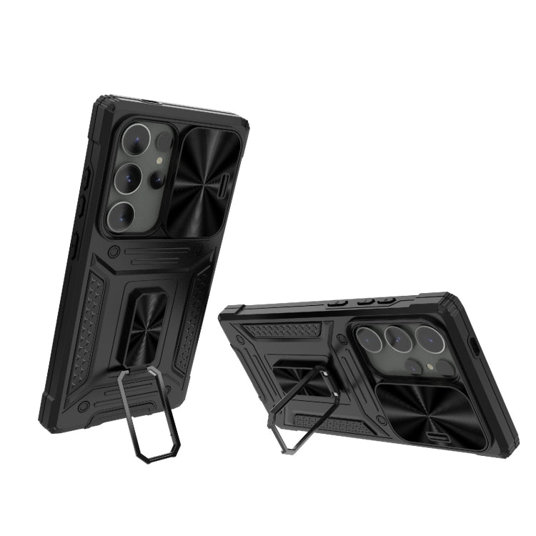 For Samsung Galaxy S24 Ultra 5G Camshield Robot TPU Hybrid PC Phone Case(Black) - HoMEdemic™ 