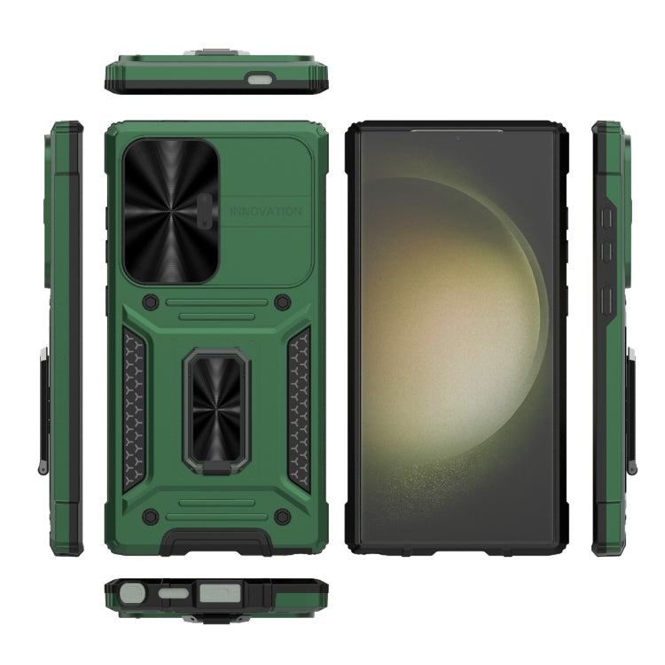 For Samsung Galaxy S24 Ultra 5G Camshield Robot TPU Hybrid PC Phone Case(Green) - HoMEdemic™ 