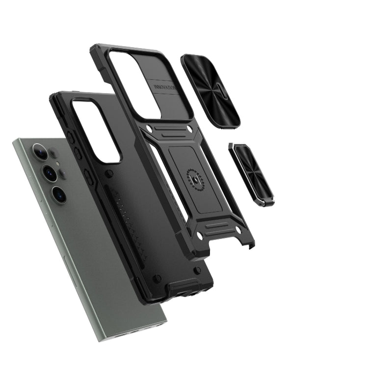For Samsung Galaxy S24 Ultra 5G Camshield Robot TPU Hybrid PC Phone Case(Green) - HoMEdemic™ 