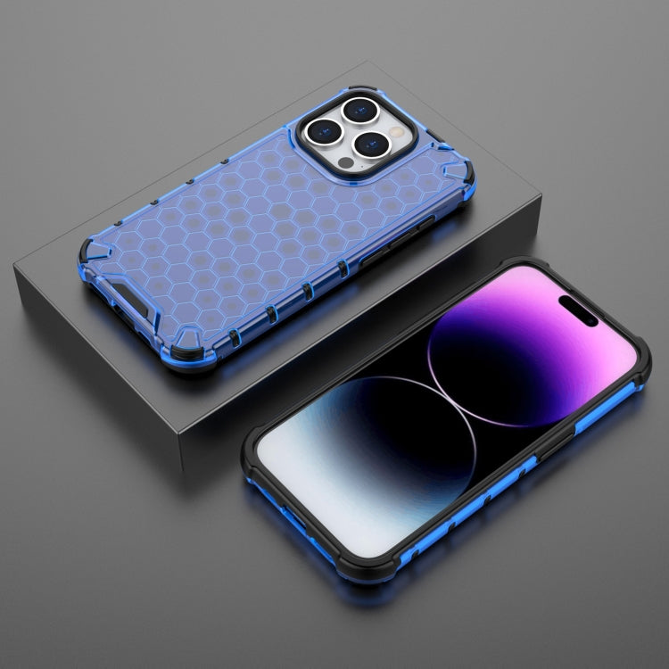 For iPhone 15 Pro Honeycomb Shockproof Phone Case(Blue) - HoMEdemic™ 