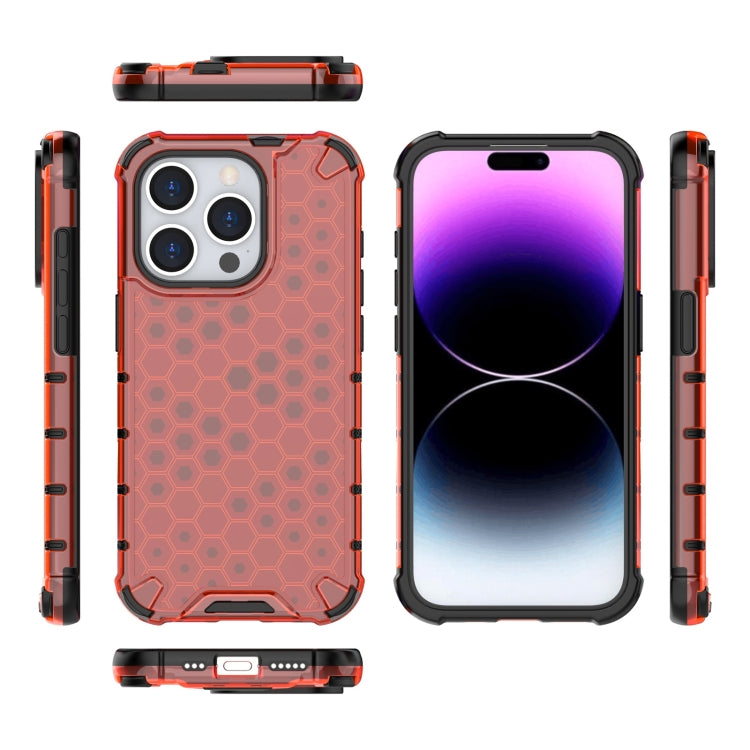 For iPhone 15 Pro Honeycomb Shockproof Phone Case(Red) - HoMEdemic™ 
