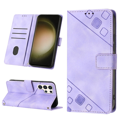 For Samsung Galaxy S24 Ultra 5G Skin-feel Embossed Leather Phone Case(Light Purple) - HoMEdemic™ 